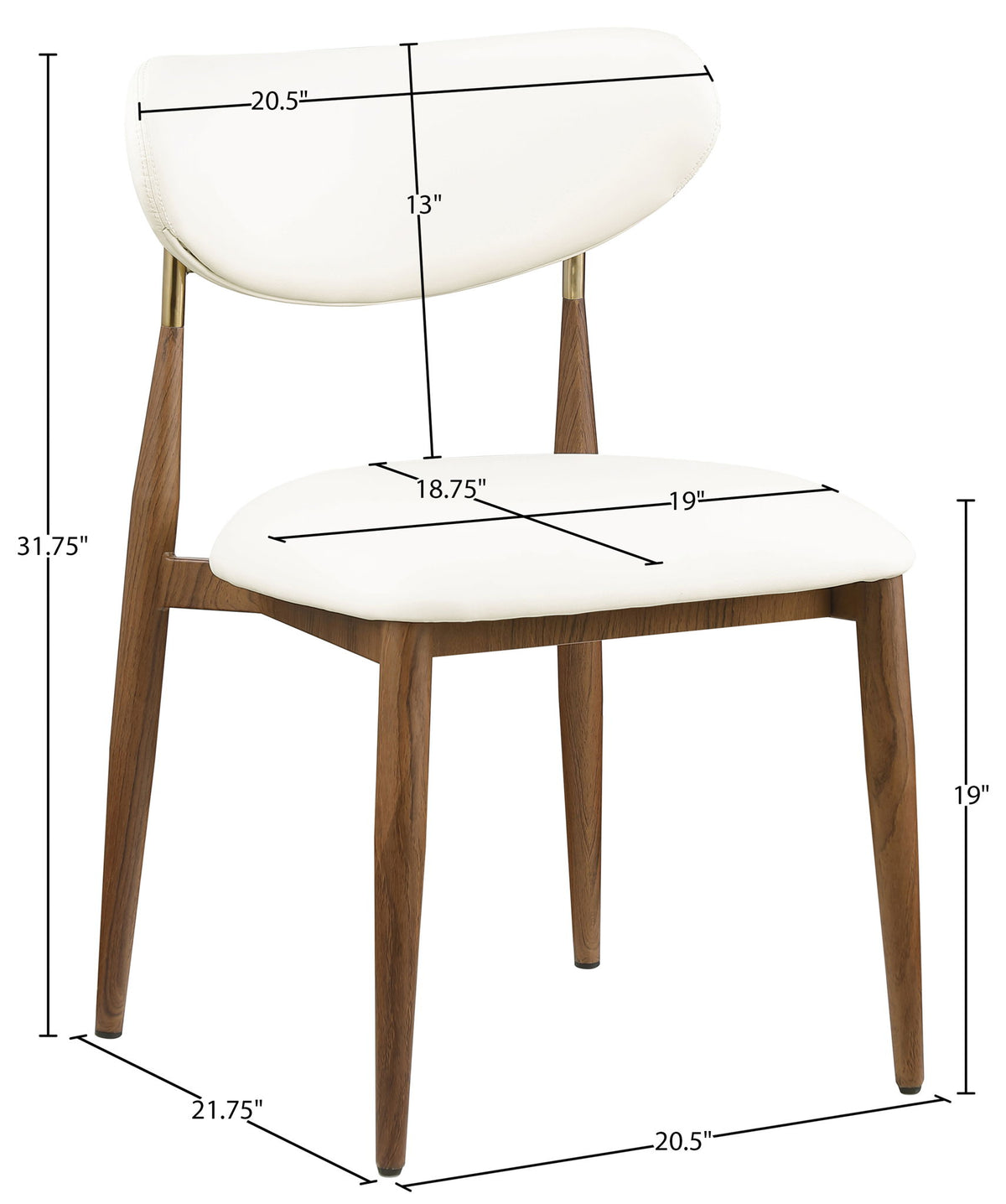 Ronda - Vegan Leather Upholstered Dining Side Chair - Walnut Legs