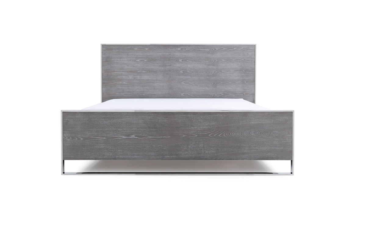 Modrest Charlene Modern Grey Elm & Stainless Steel 4-Piece Bedroom Set