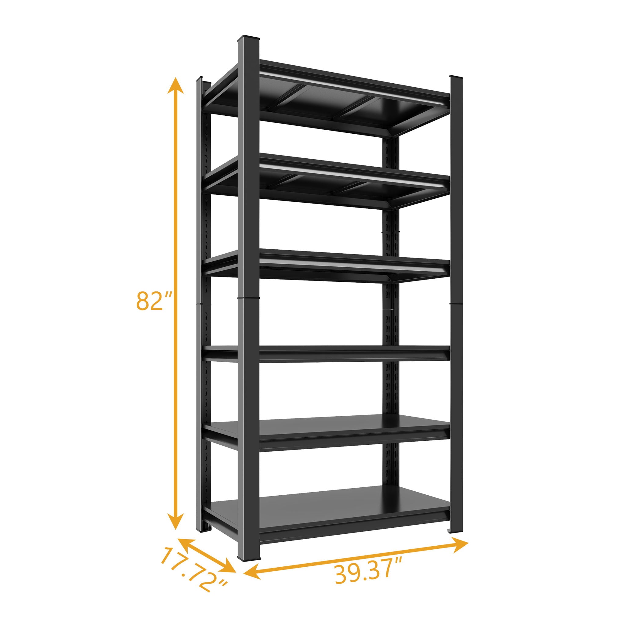 6 Tier Storage Rack, Garage Shelving, Adjustable Shelves & Reinforced Double Layer Uprights - Black