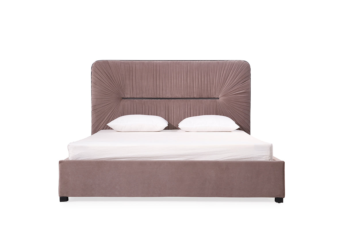Modrest Duke Modern Grey Velvet & Black Gun Chrome 4-Piece Bedroom Set