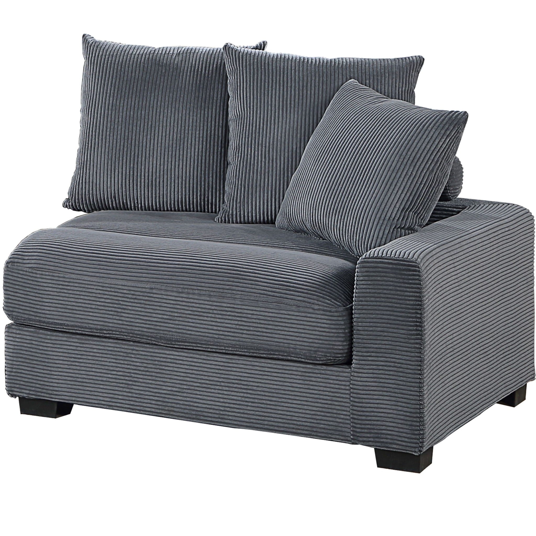 5 Piece Modular Sectional Set Couch With LAF & RAF Chairs, Living Room Furniture - Dark Gray