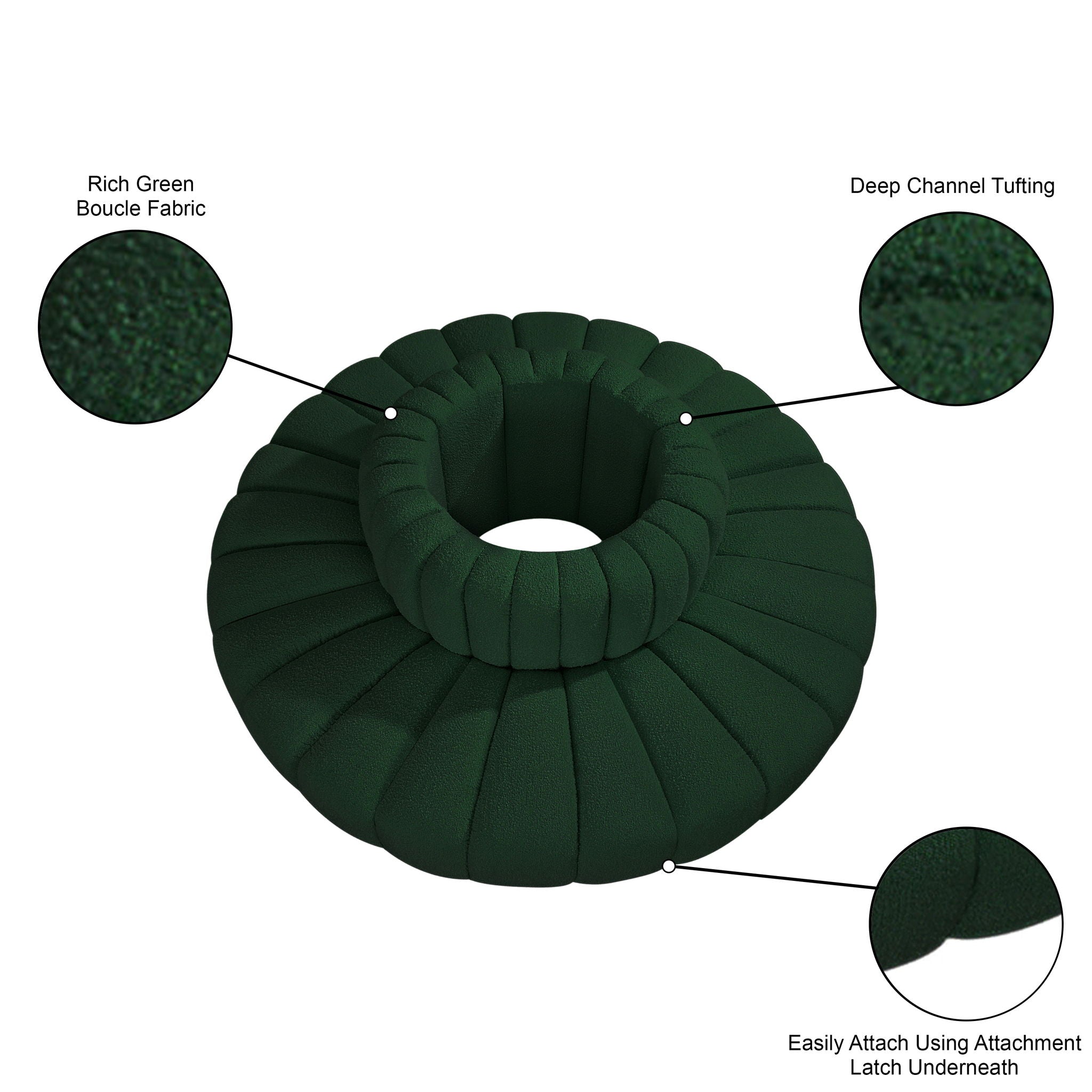 Arc - Boucle Fabric 8 Piece Round Modular Sofa