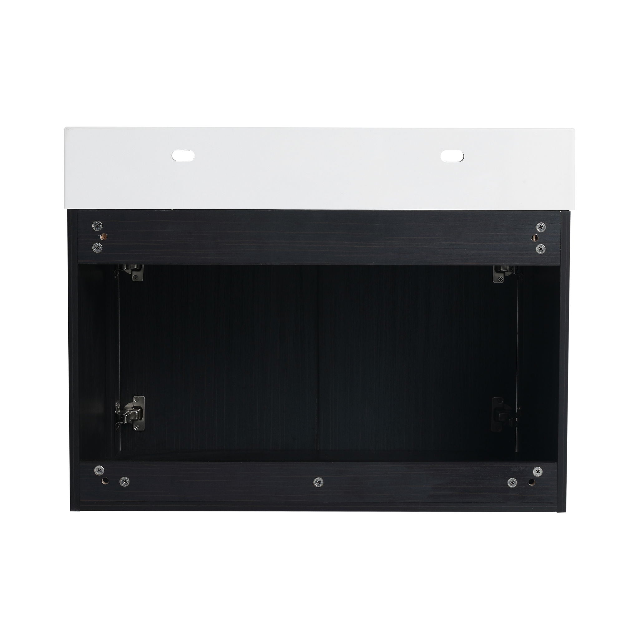 Modern Wall Mounted Bathroom Vanity With Resin Sink And Storage Rack