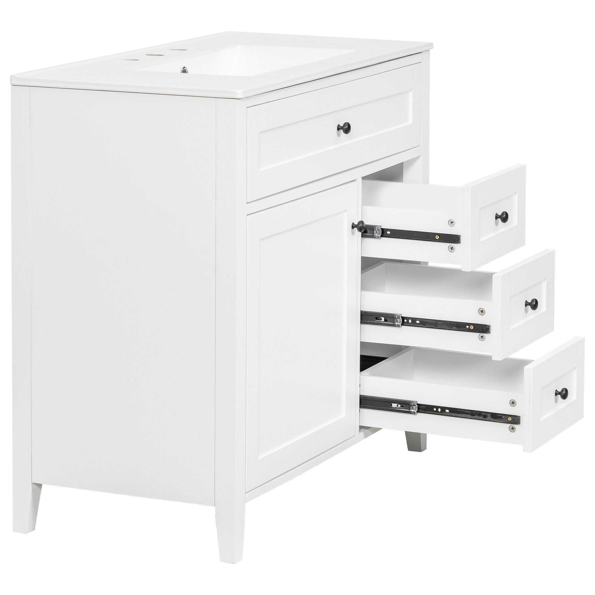 Bathroom Vanity With Sink, Cabinet With 3 Drawers And Adjustable Shelf