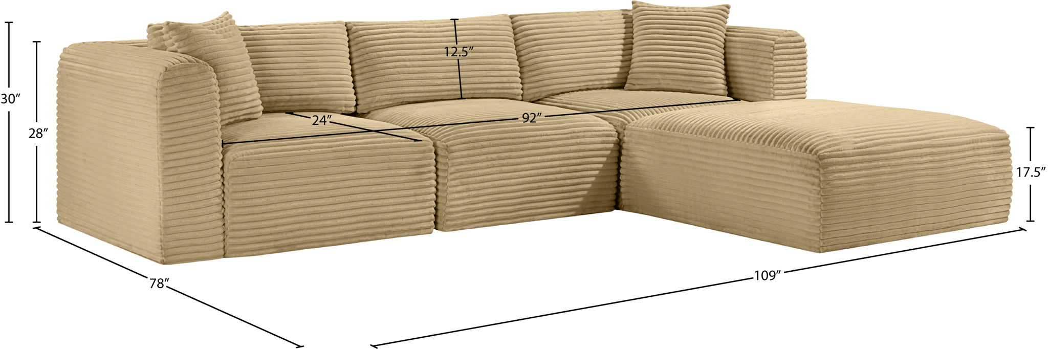 Shaggy - 4 Piece Modular Sectional