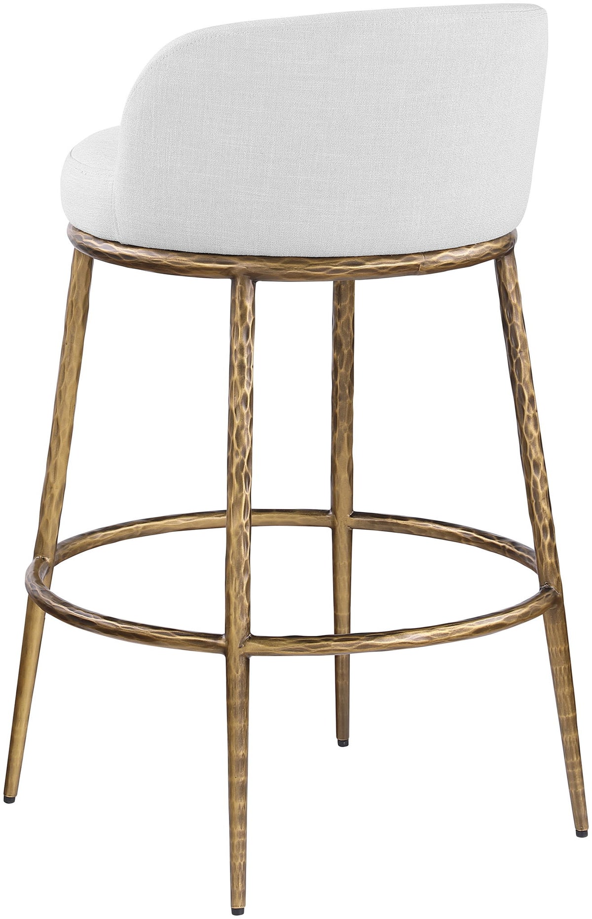 Ferro - Performance Fabric Upholstered Bar Stool - Antique Brass