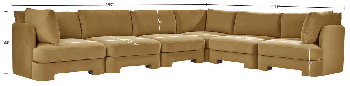 Hammond - Velvet Performance Fabric Upholstered 6 Piece Corner Sectional