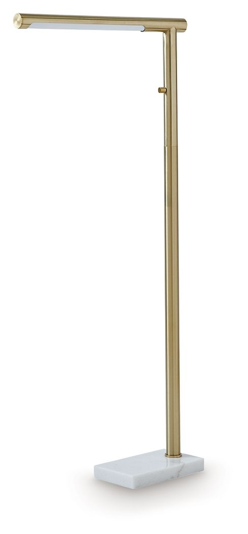 Santiford - Metal Floor Lamp - Gold Finish / White