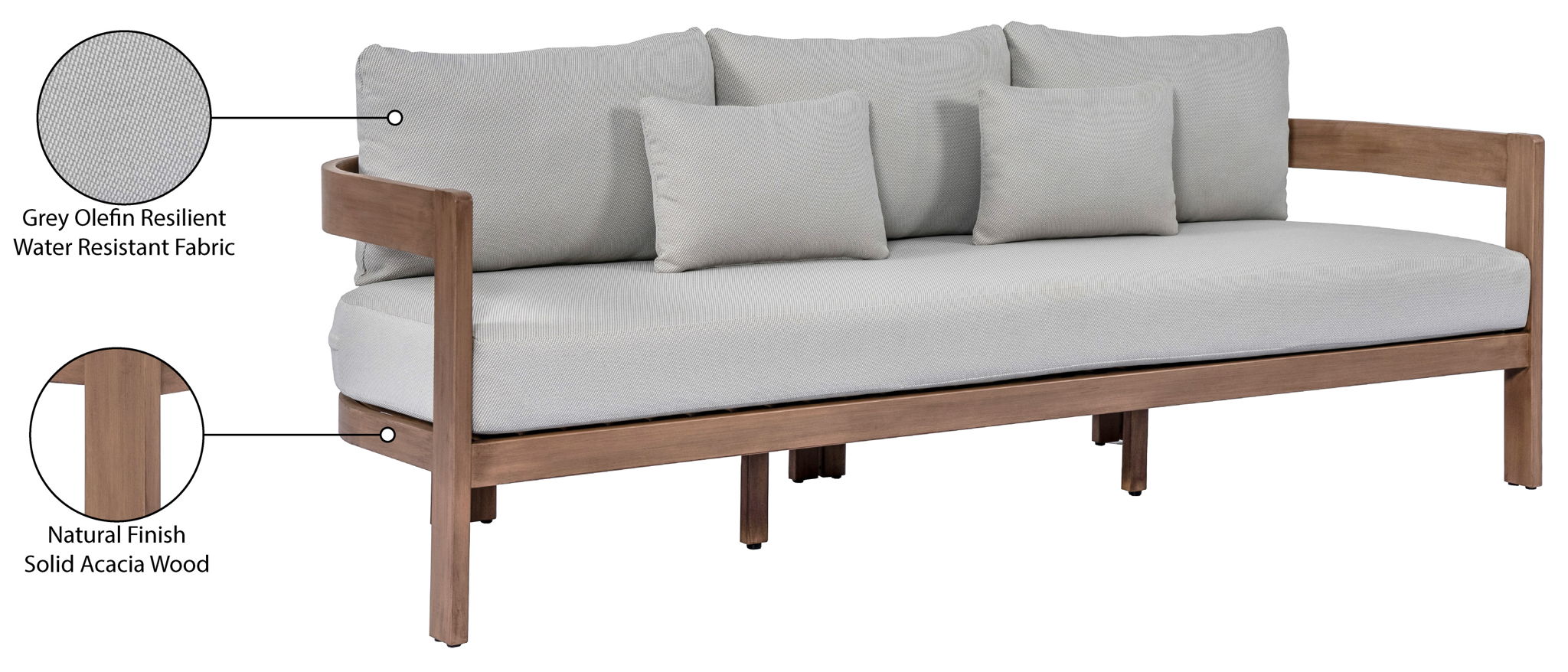 Newport - Water Resistant Fabric 86.75" Upholstered Outdoor Patio Sofa
