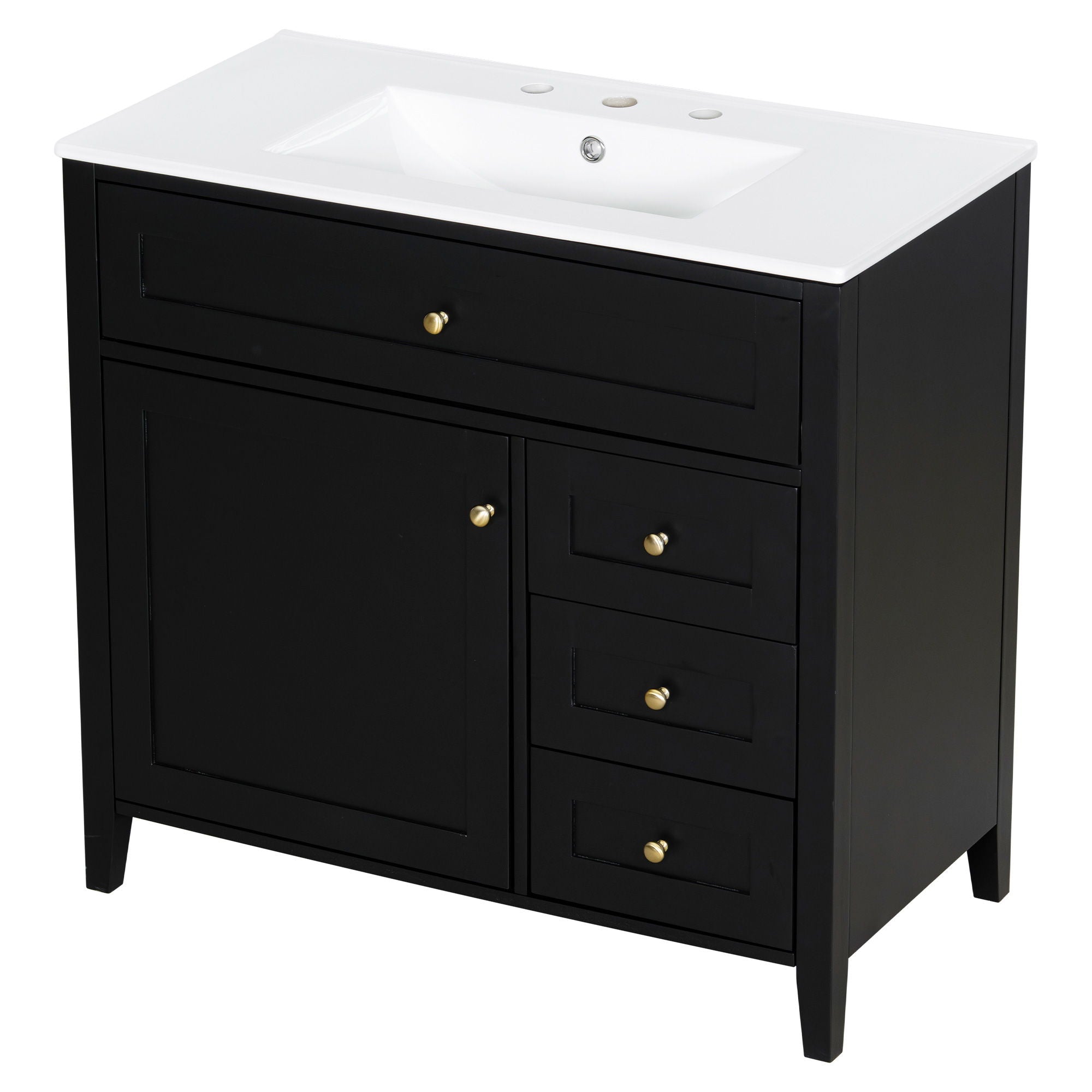 Bathroom Vanity With Sink, Cabinet With 3 Drawers And Adjustable Shelf