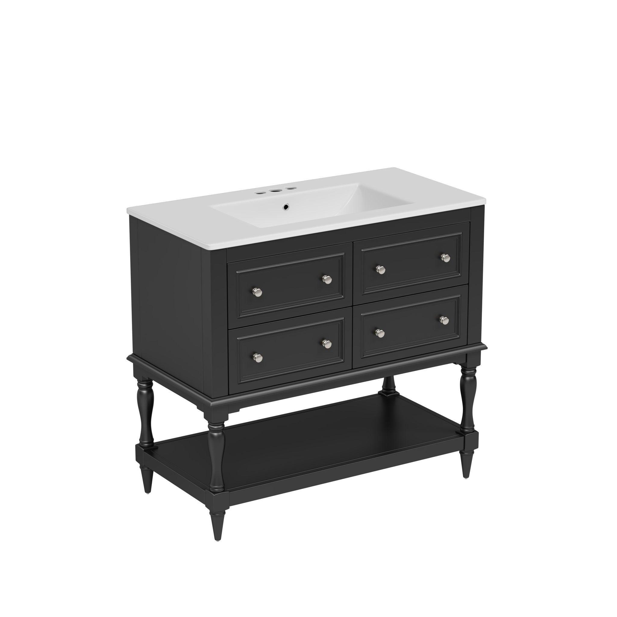 Bathroom Vanity Cabinet With Undermount Sink, 4 Drawer Set