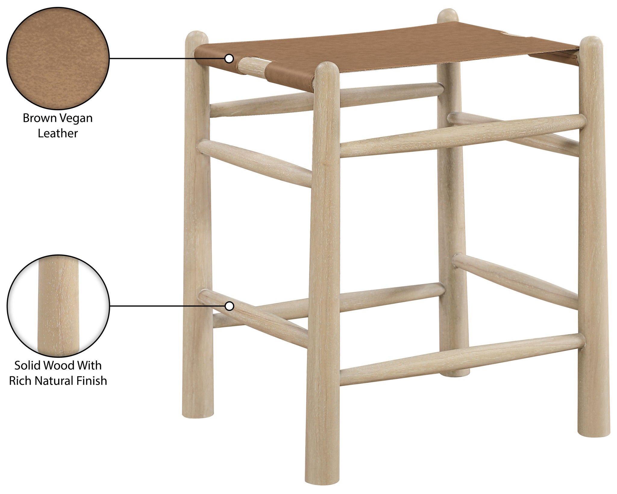 Santos - Backless Counter Stool With Stained Natural Base