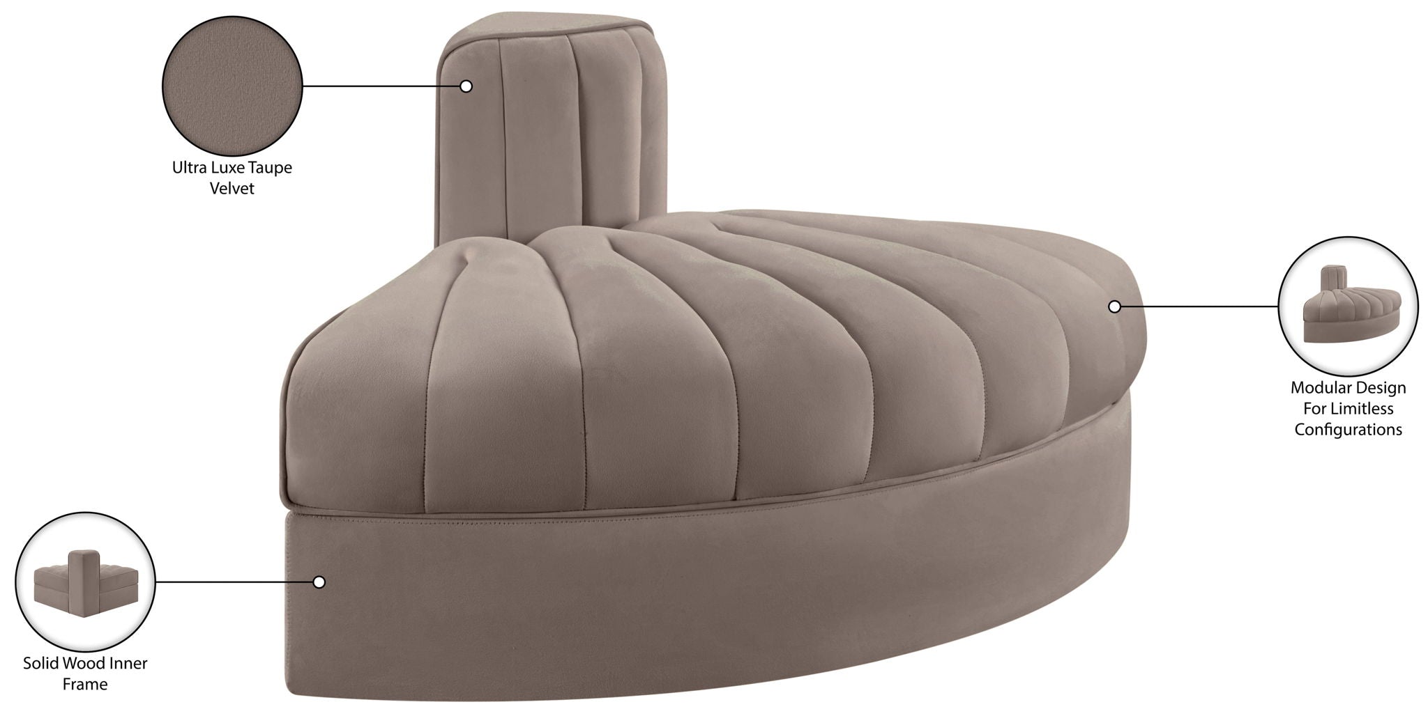Rummi - Velvet Performance Fabric Upholstered Modular Chair