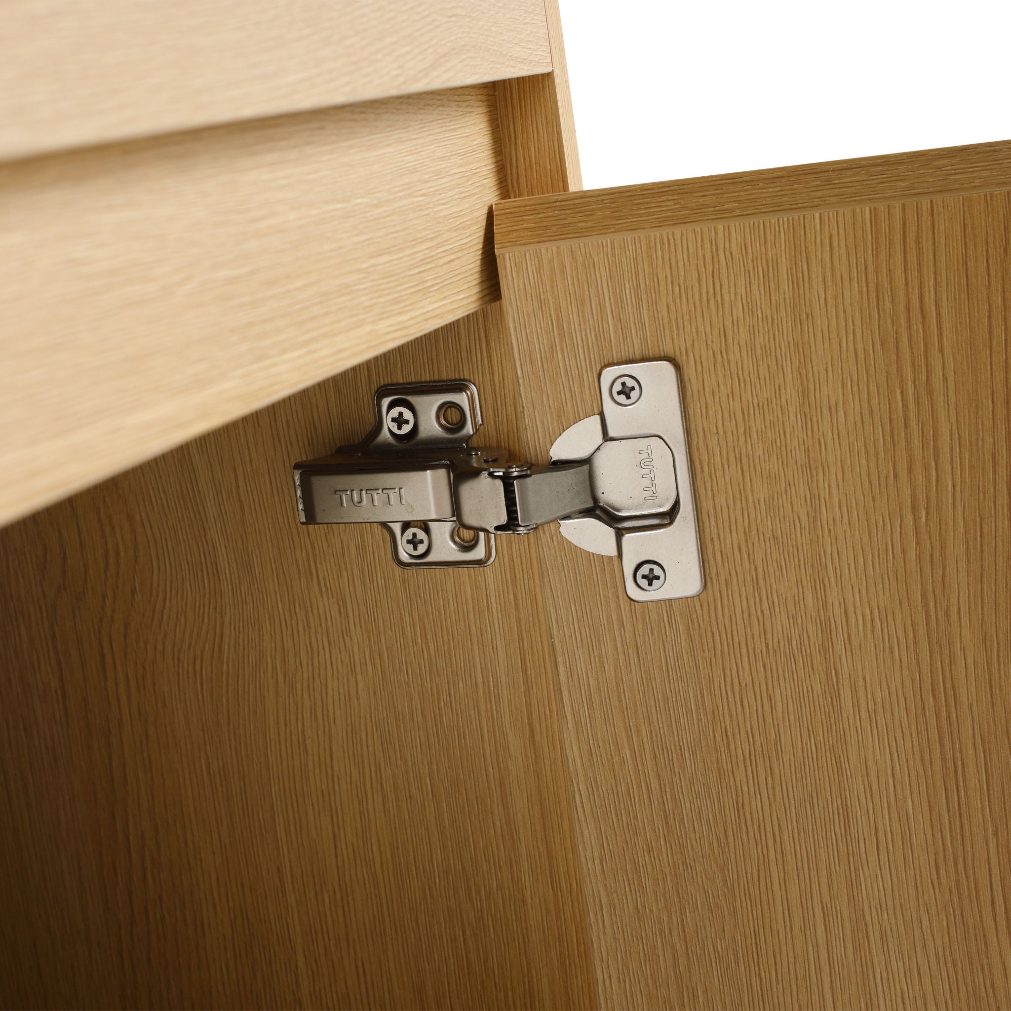 28" Wall Mounted Bathroom Vanity With Stainless Steel Sink, Soft Close Doors - Oak