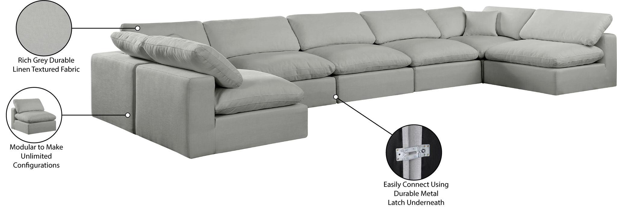 Comfy - 7 Piece Linen Modular Armless Sectional
