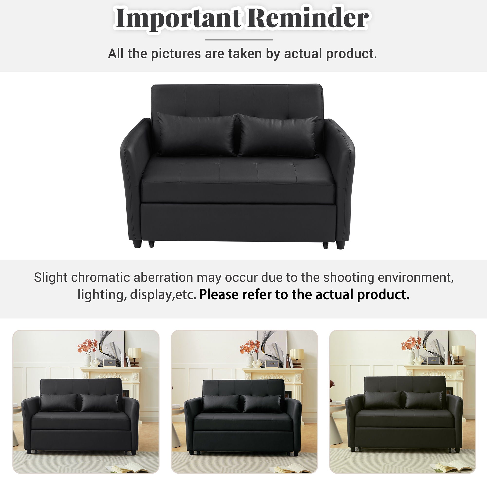 Convertible Sleeper Sofa Bed With 3 USB Ports