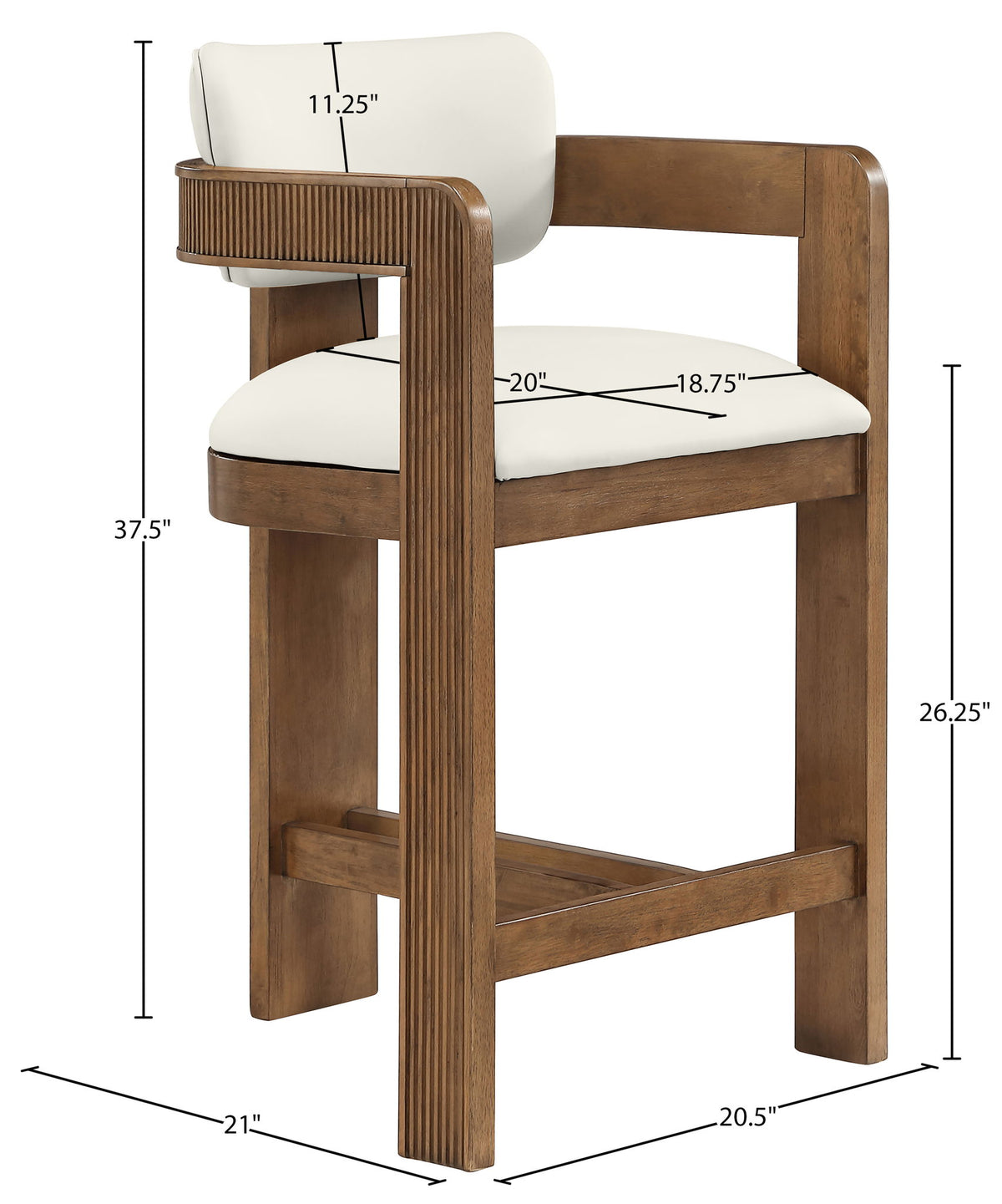 Sacha - Vegan Leather Upholstered Counter Stool With Brown Base