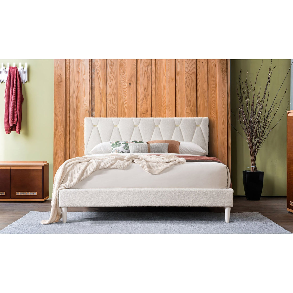 Luxe Ivory Upholstered Bed