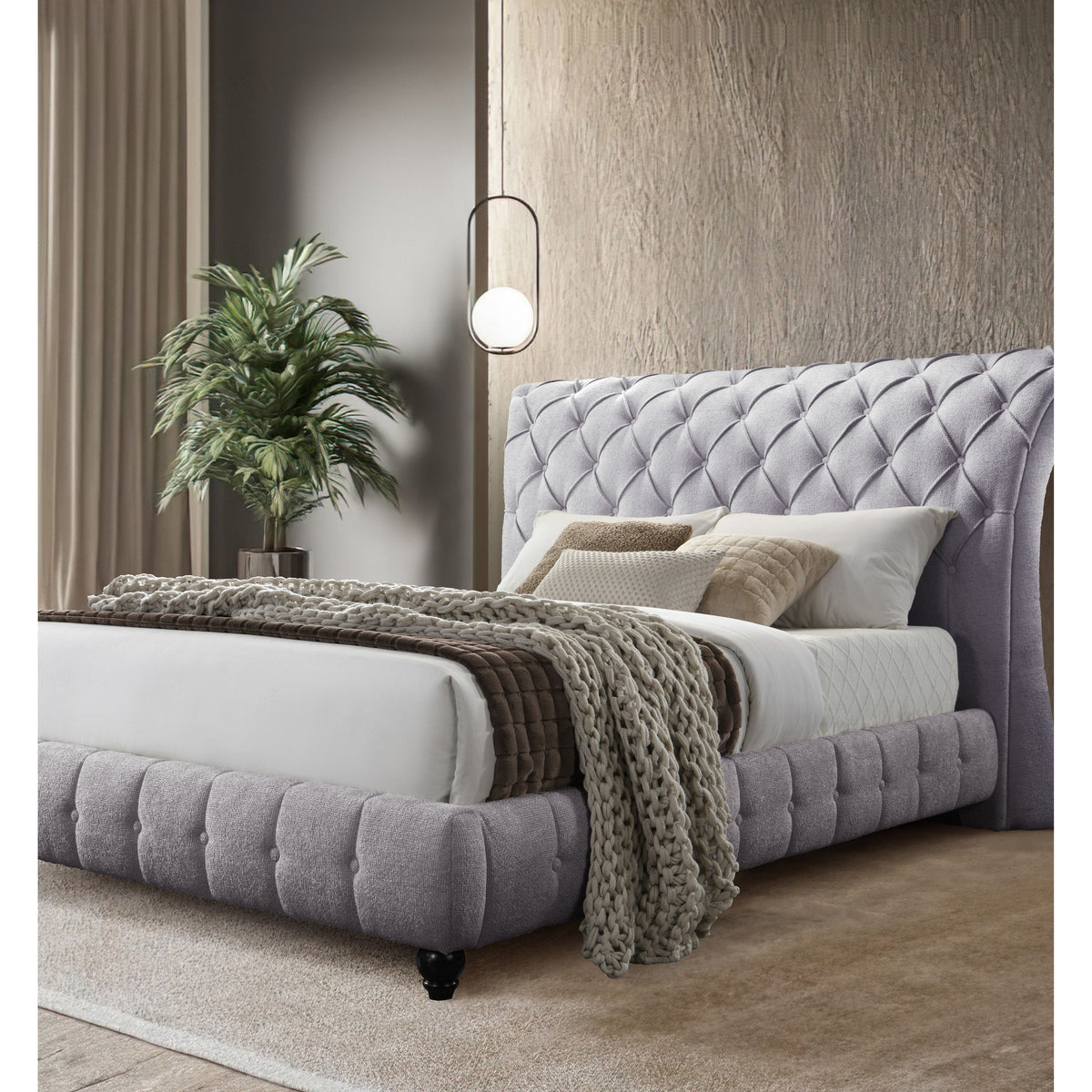 Opulent Stone Upholstered Bed