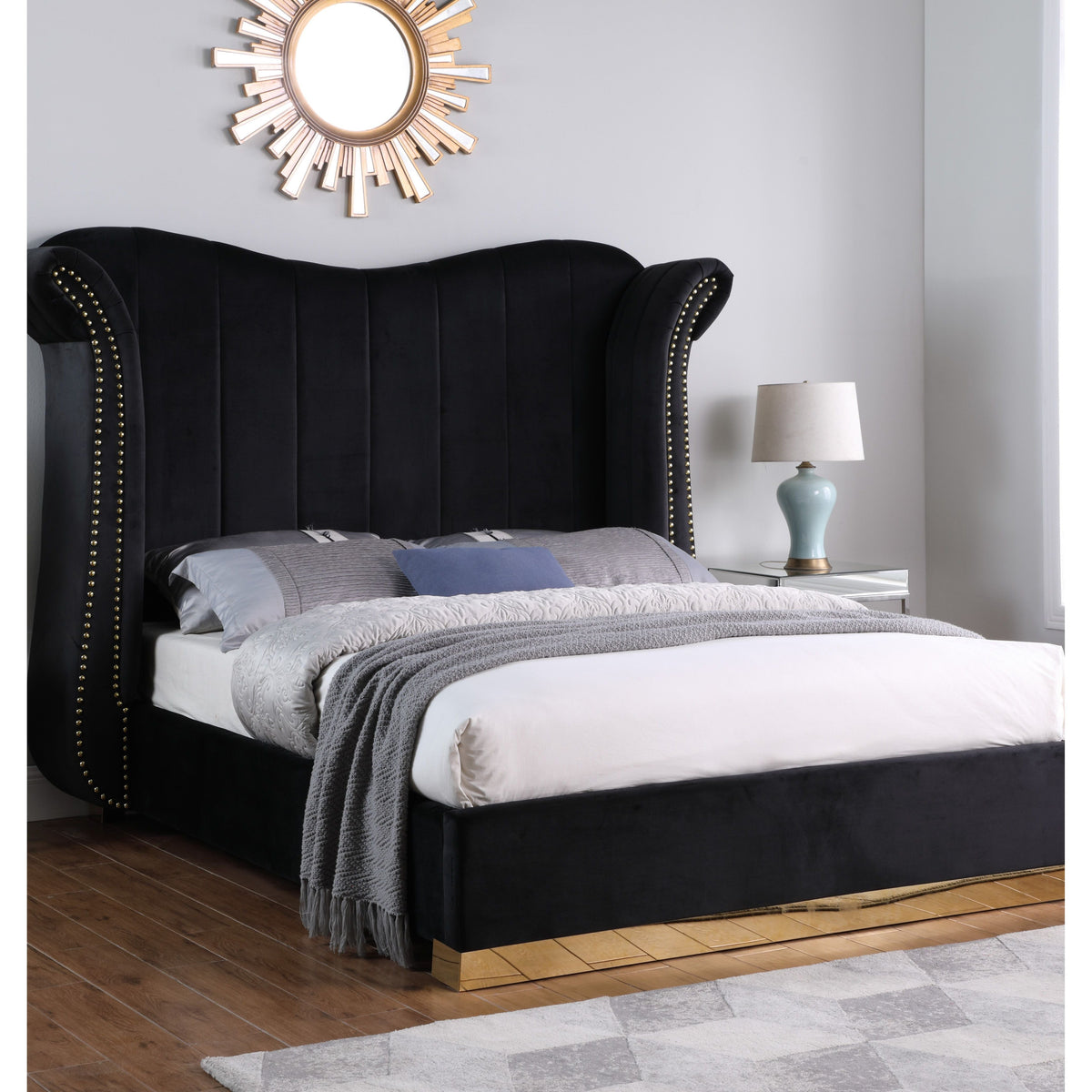 Serene Onyx Tall Upholstered Bed
