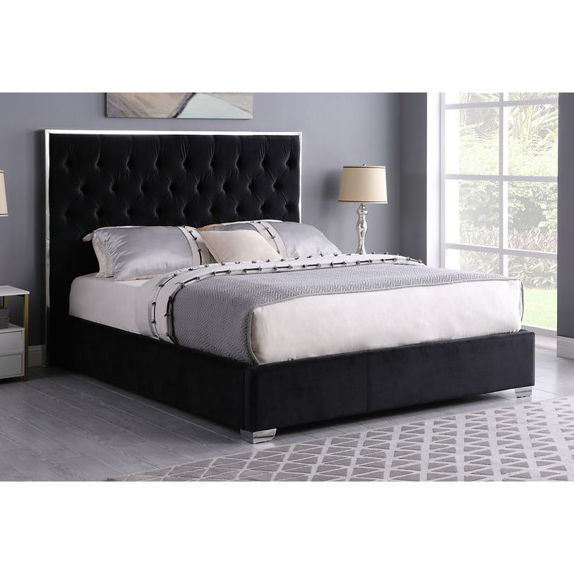 Imperial Onyx Velvet Upholstered Bed