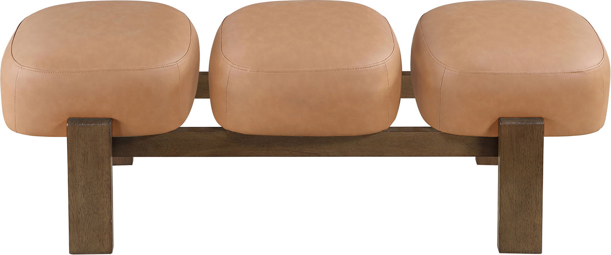 Woodcrest - Vegan Leather Upholstered Bench - Painted Brown Walnut Base
