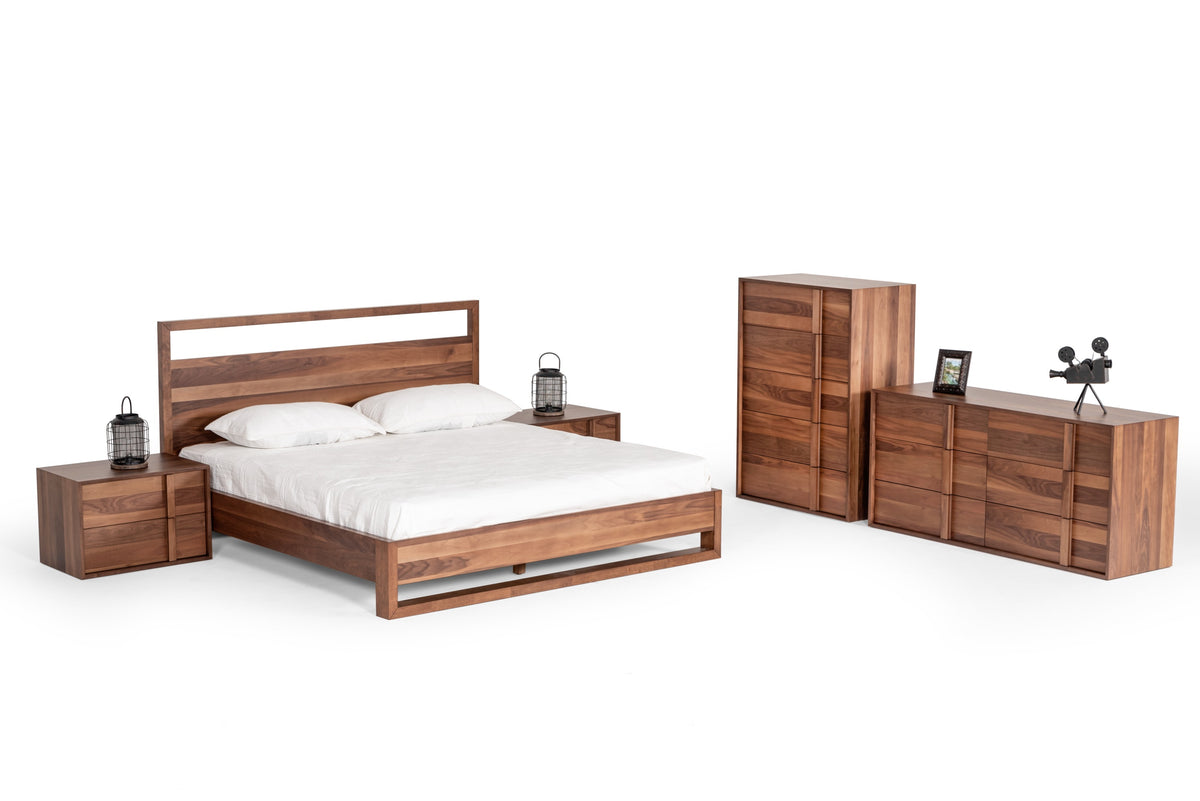 Eastern King Berlin - Modern Walnut Bed