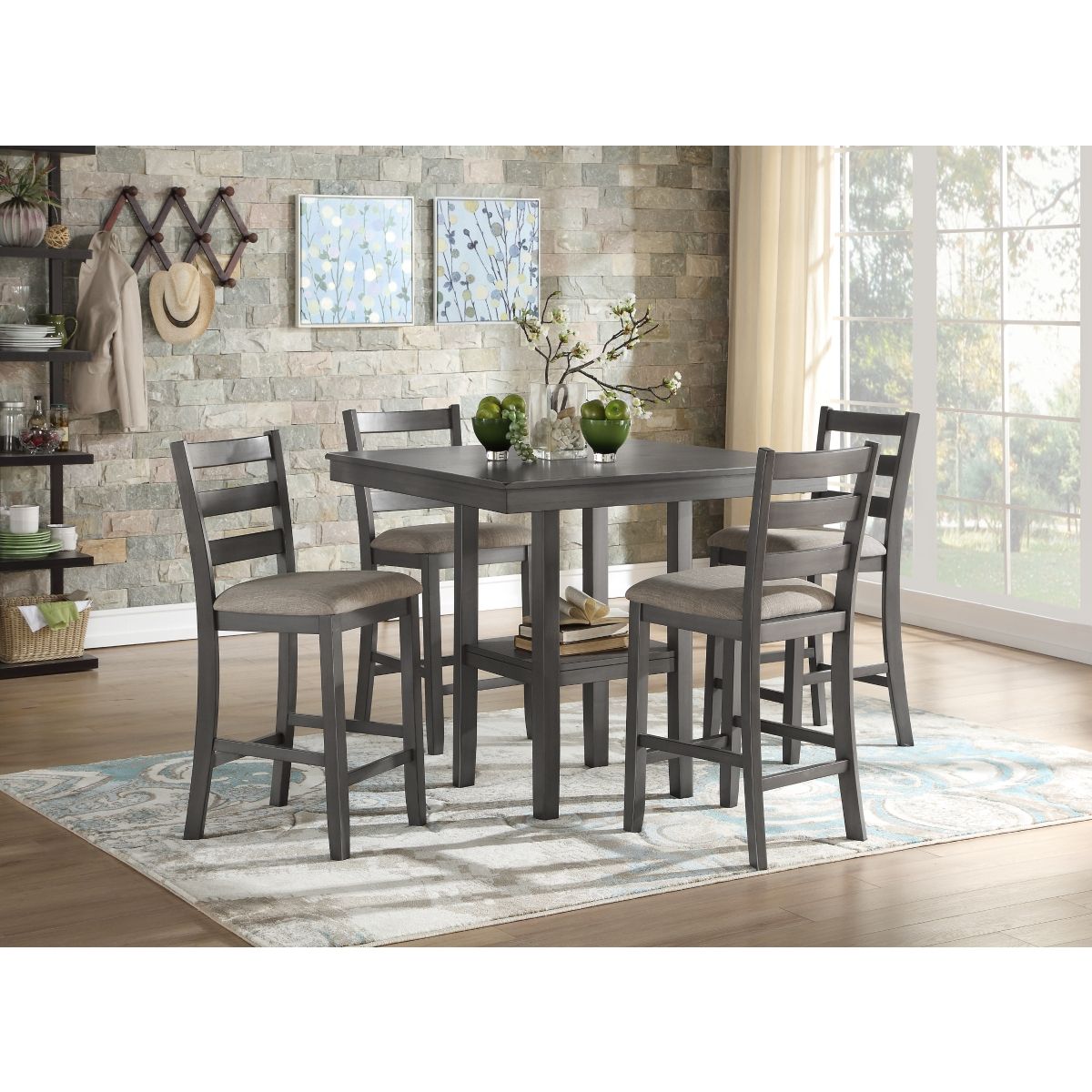 Sharon - 5 Piece Pack Counter Height Set - Gray