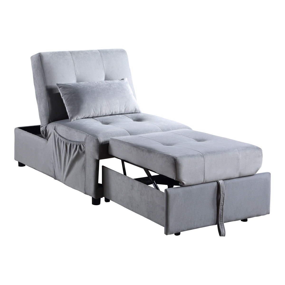 Garrell - Lift Top Storage Bench With Pull-Out Bed - Gray