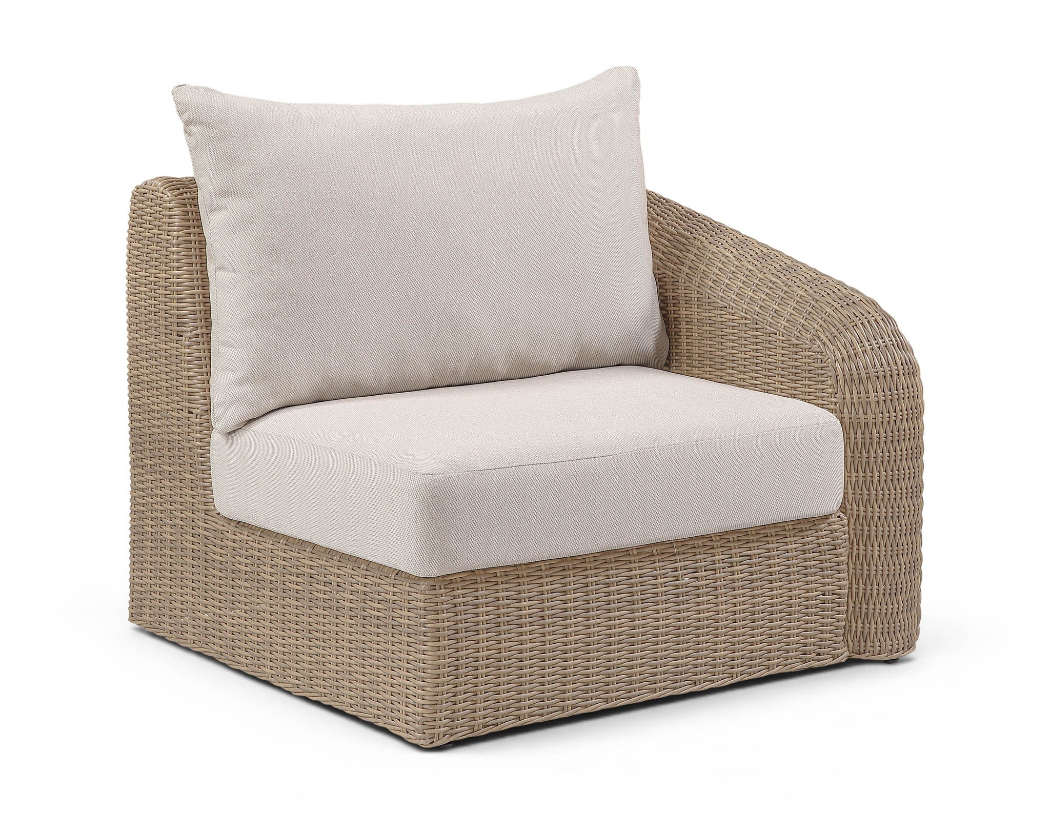 Seacrest - Olefin Water Resistant Fabric And Wicker Outdoor Patio Right Arm Chair