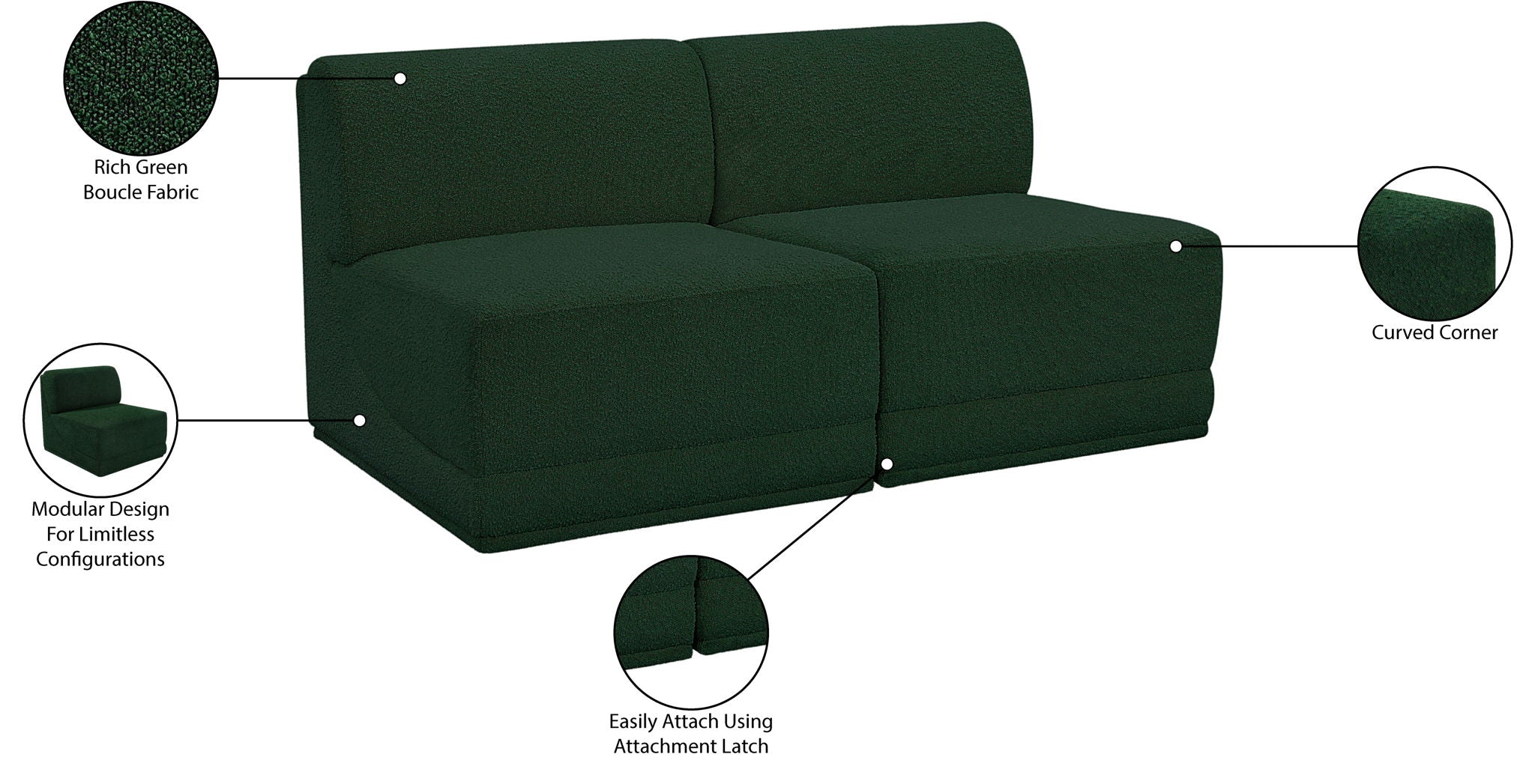 Ollie - 2 Seat Armless Modular Sofa