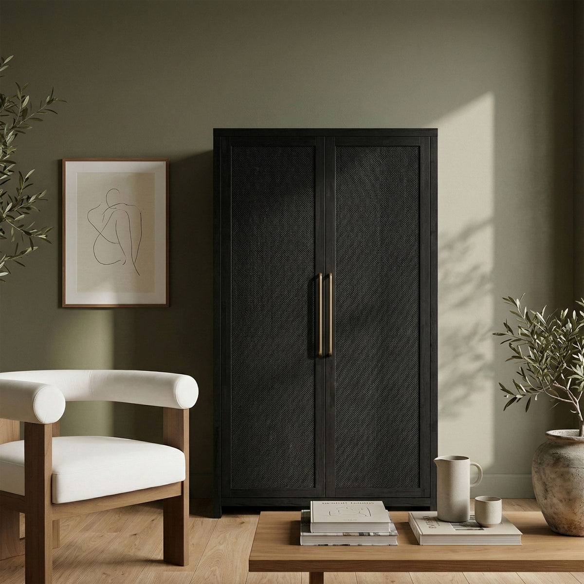 Vana - Solid Wood, Oak Veneer And Stainless Steel Storage Cabinet