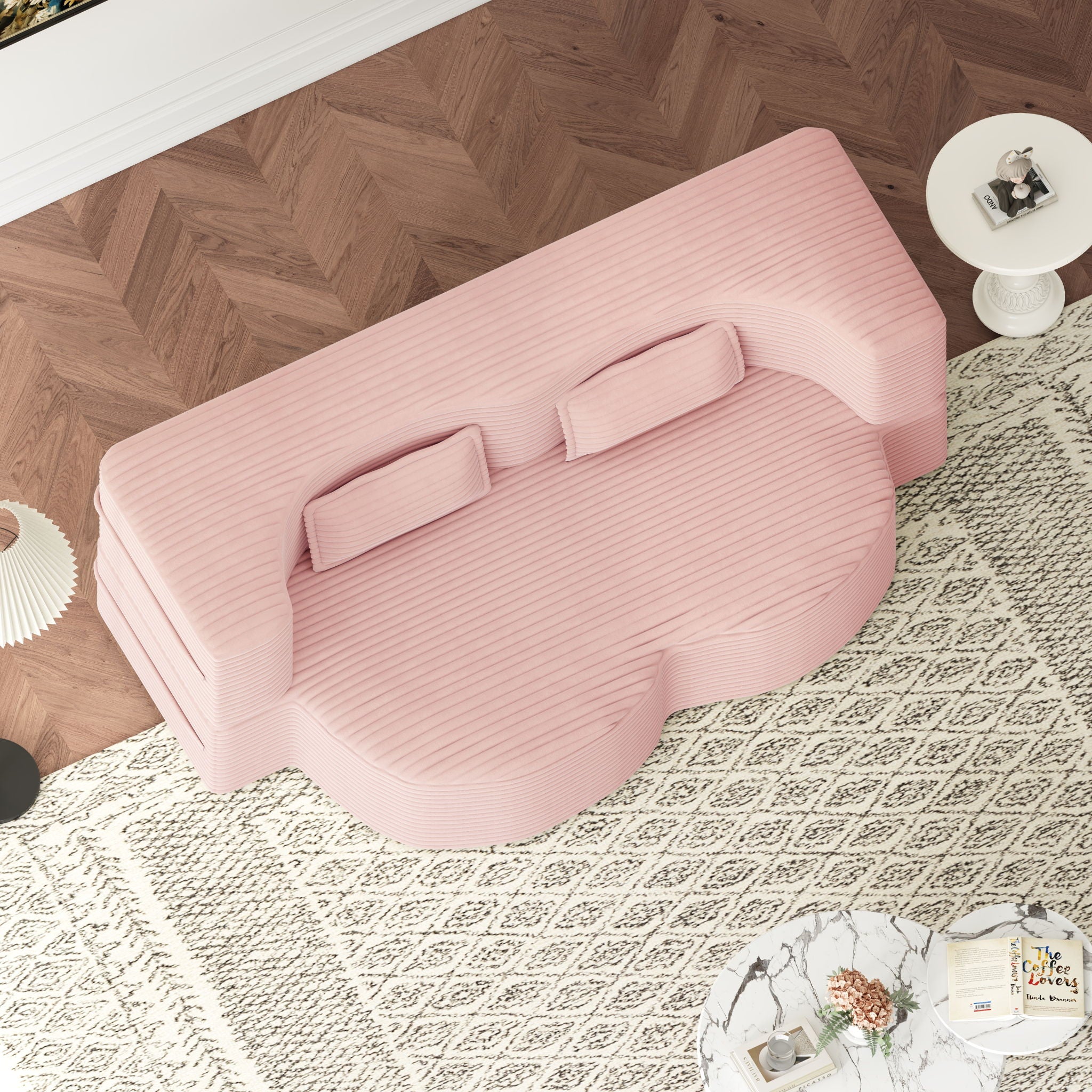 Convertible Foam-Filled Sleeper Sofa Bed With 2 Pillows