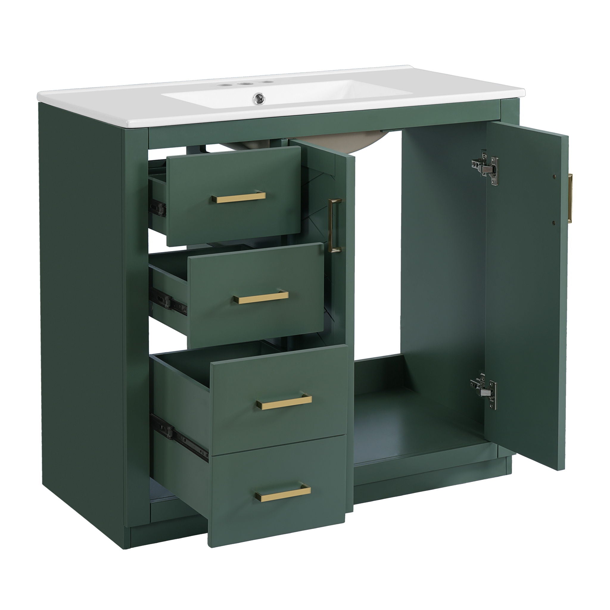 Bathroom Vanity With Sink Combo, Storage Cabinet, Freestanding Set With 3 Drawers & Soft Closing Doors