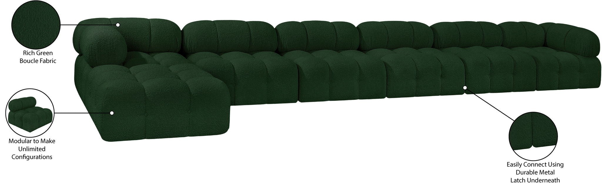 Ames - 7 Piece Boucle Fabric Modular L-Shaped Sectional