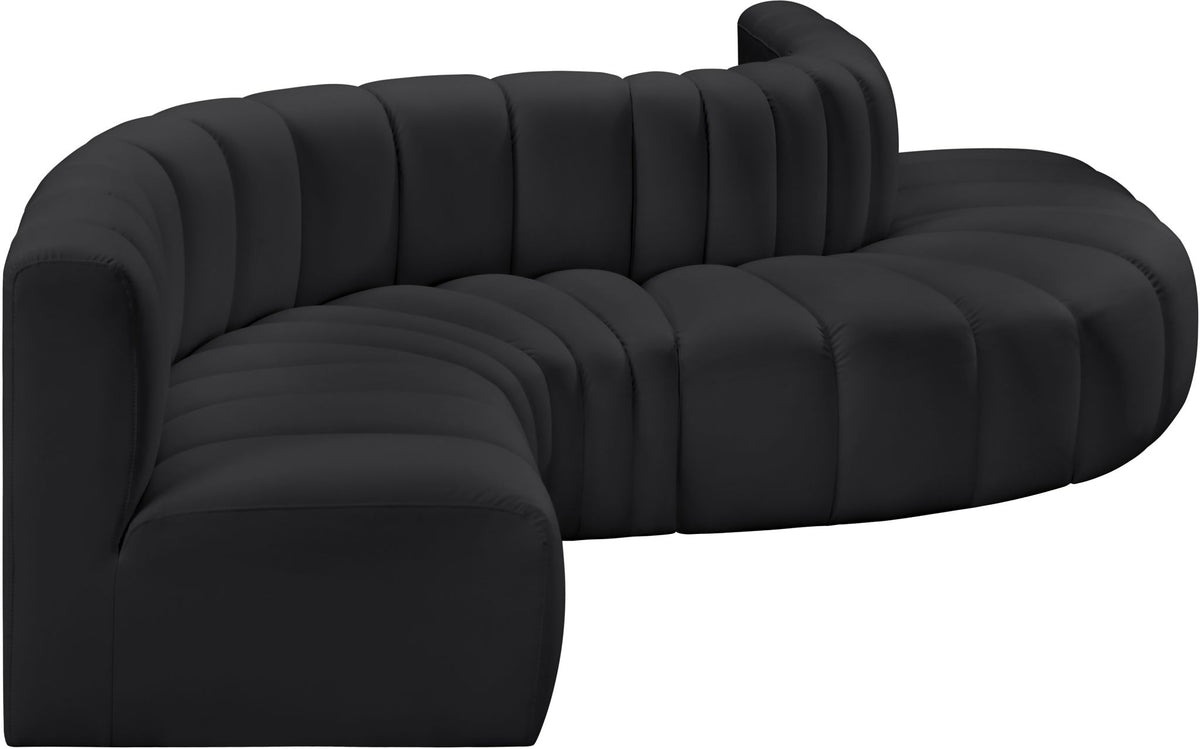 Arc - Faux Leather 6 Piece Curved Modular Sofa