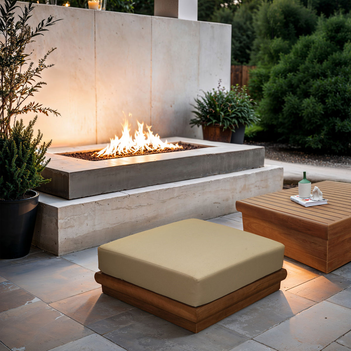 Mirella - Water Resistant Fabric Upholstered Outdoor Patio Modular Ottoman
