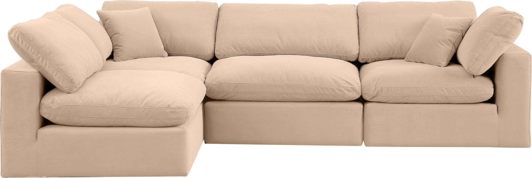 Comfy - 4 Piece Velvet Modular Armless Sectional