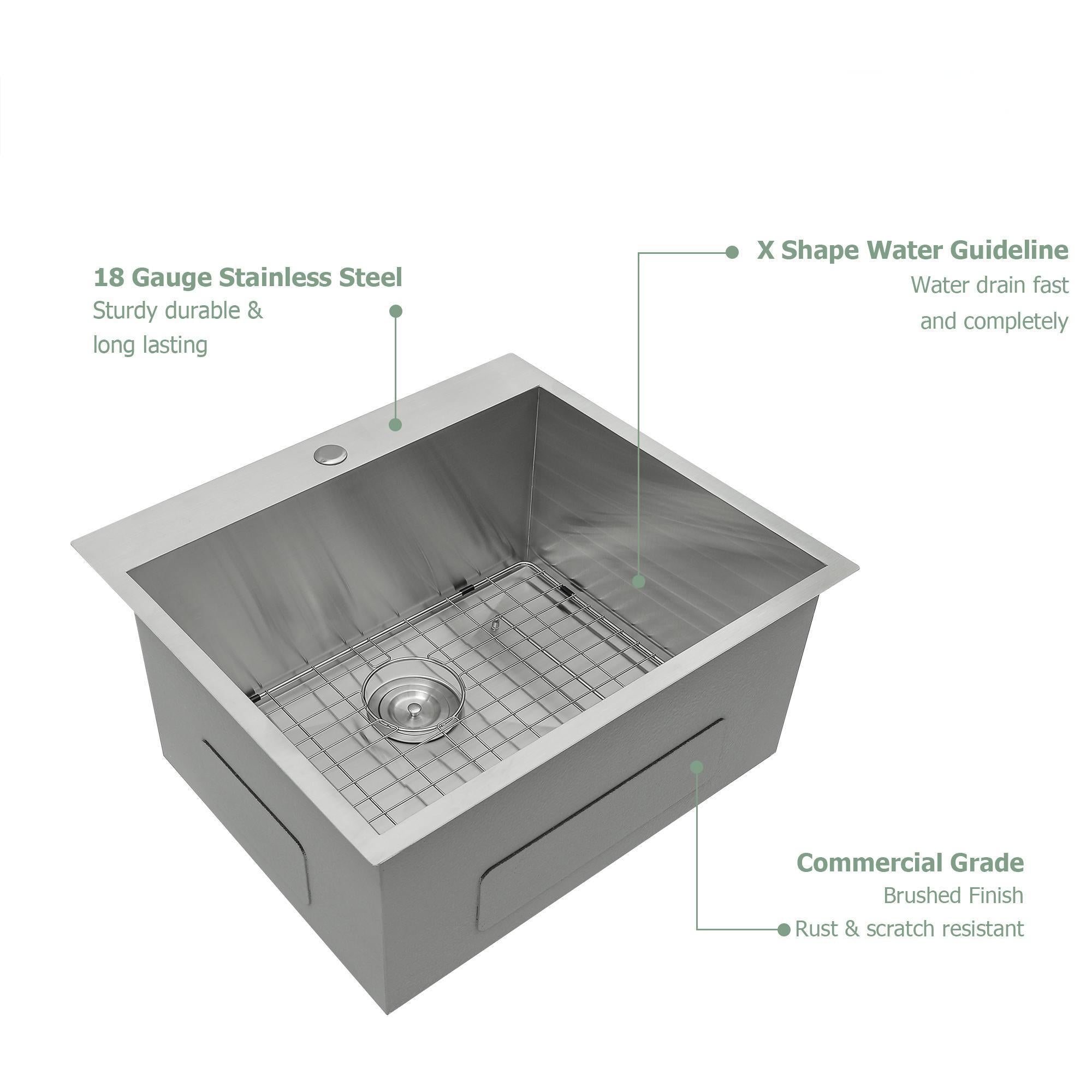 Stainless Steel Drop In Kitchen Sink, Topmount