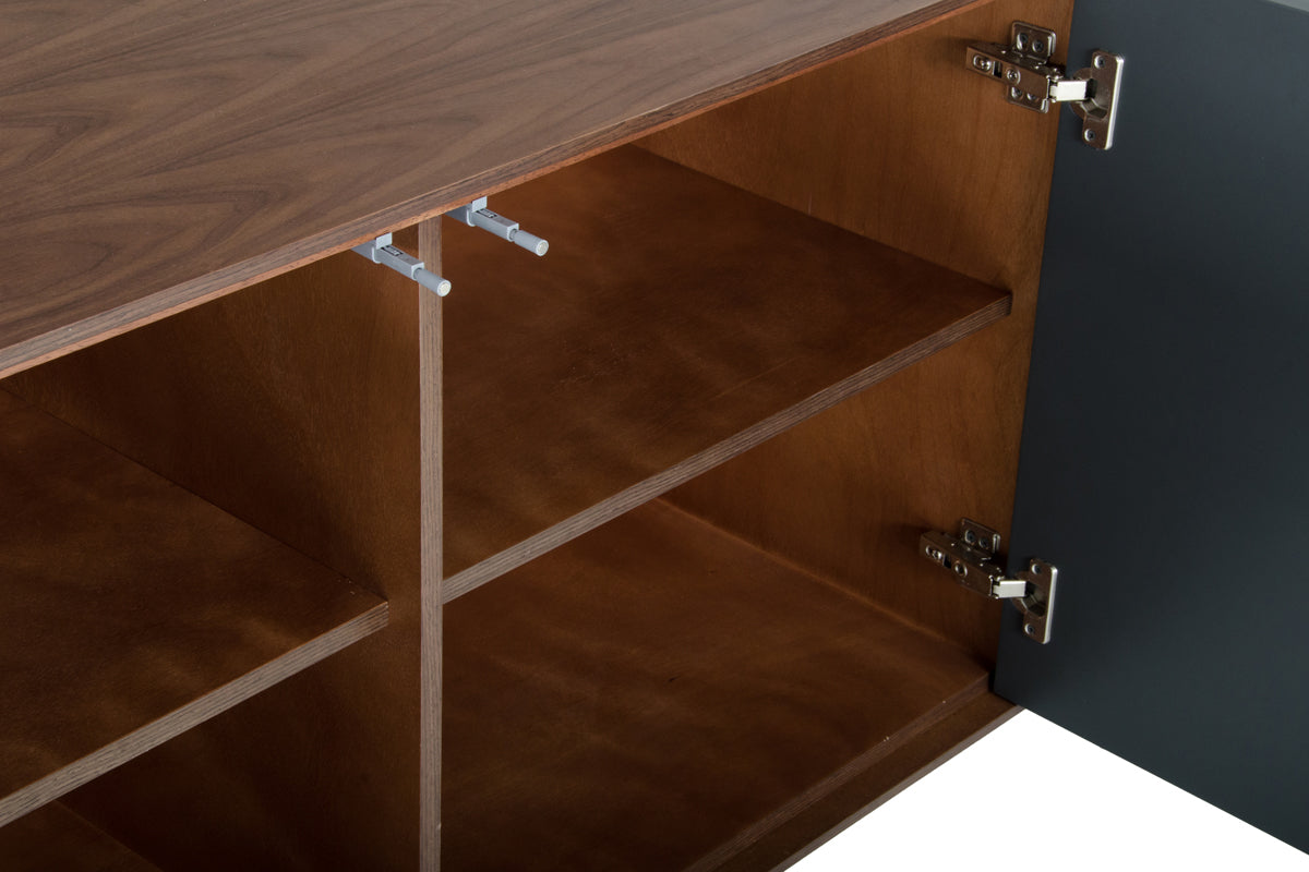 Modrest Weylyn Mid-Century Charcoal Grey & Walnut Buffet