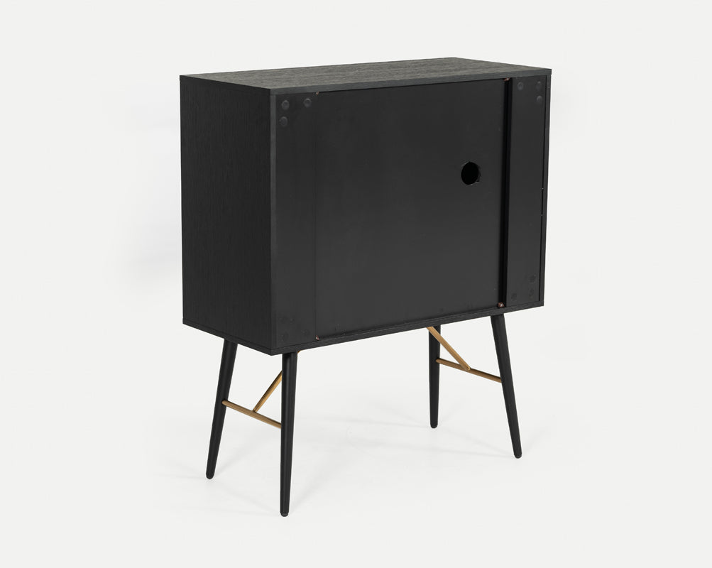 Billy Modern Black Oak & Gold Tall Buffet