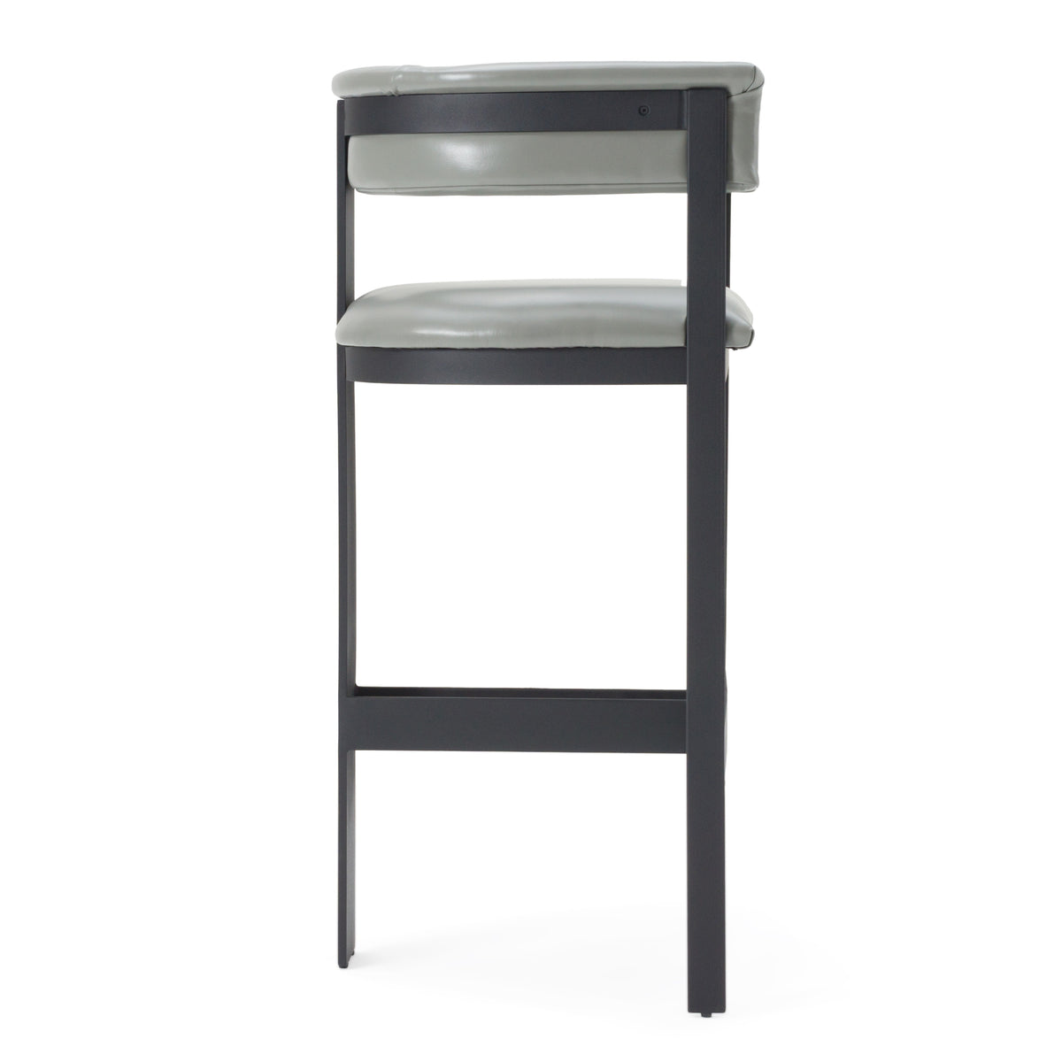 Boswell - Modern Grey Faux Leather + Black Barstool