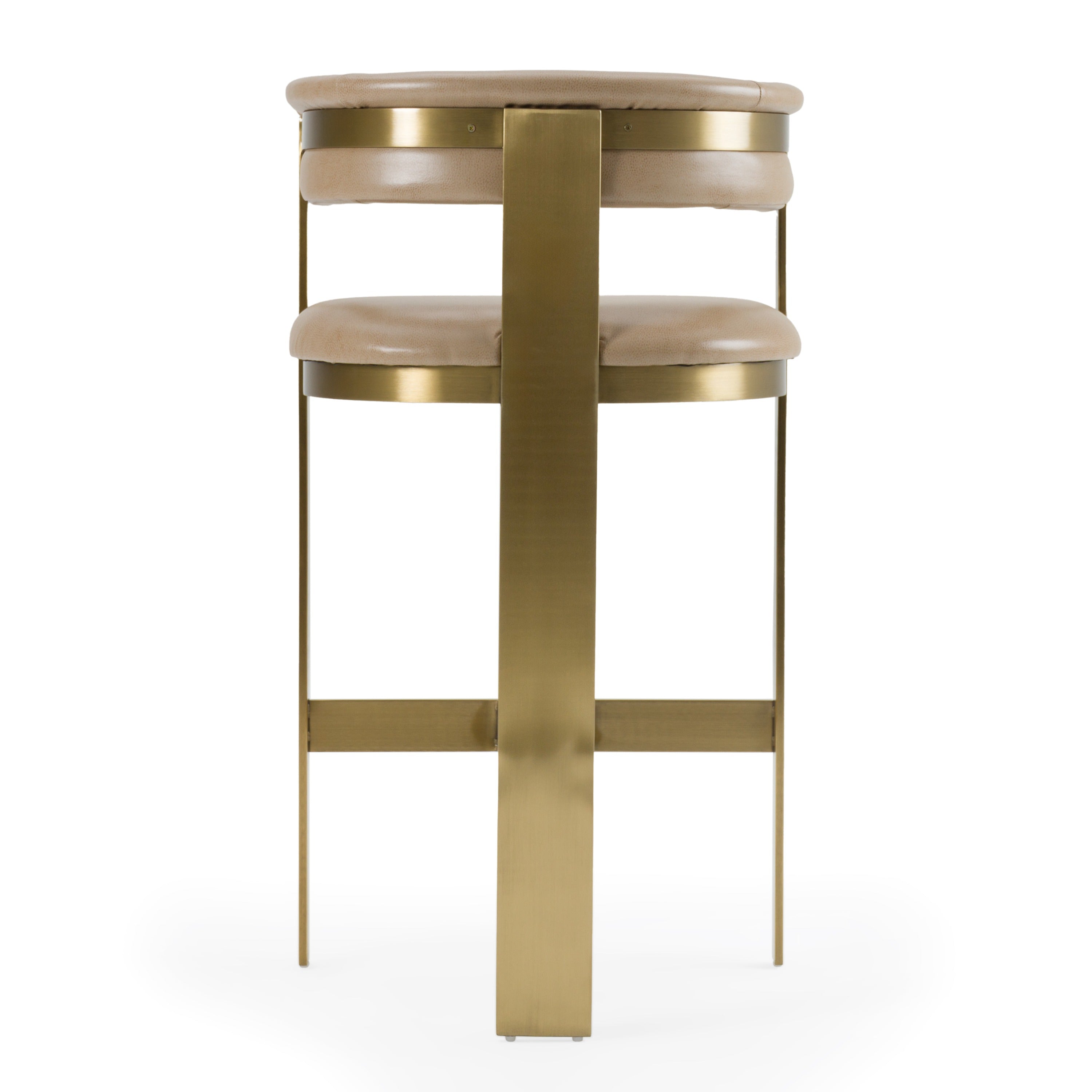 Modrest Boswell - Modern Brown Faux Leather + Gold Barstool
