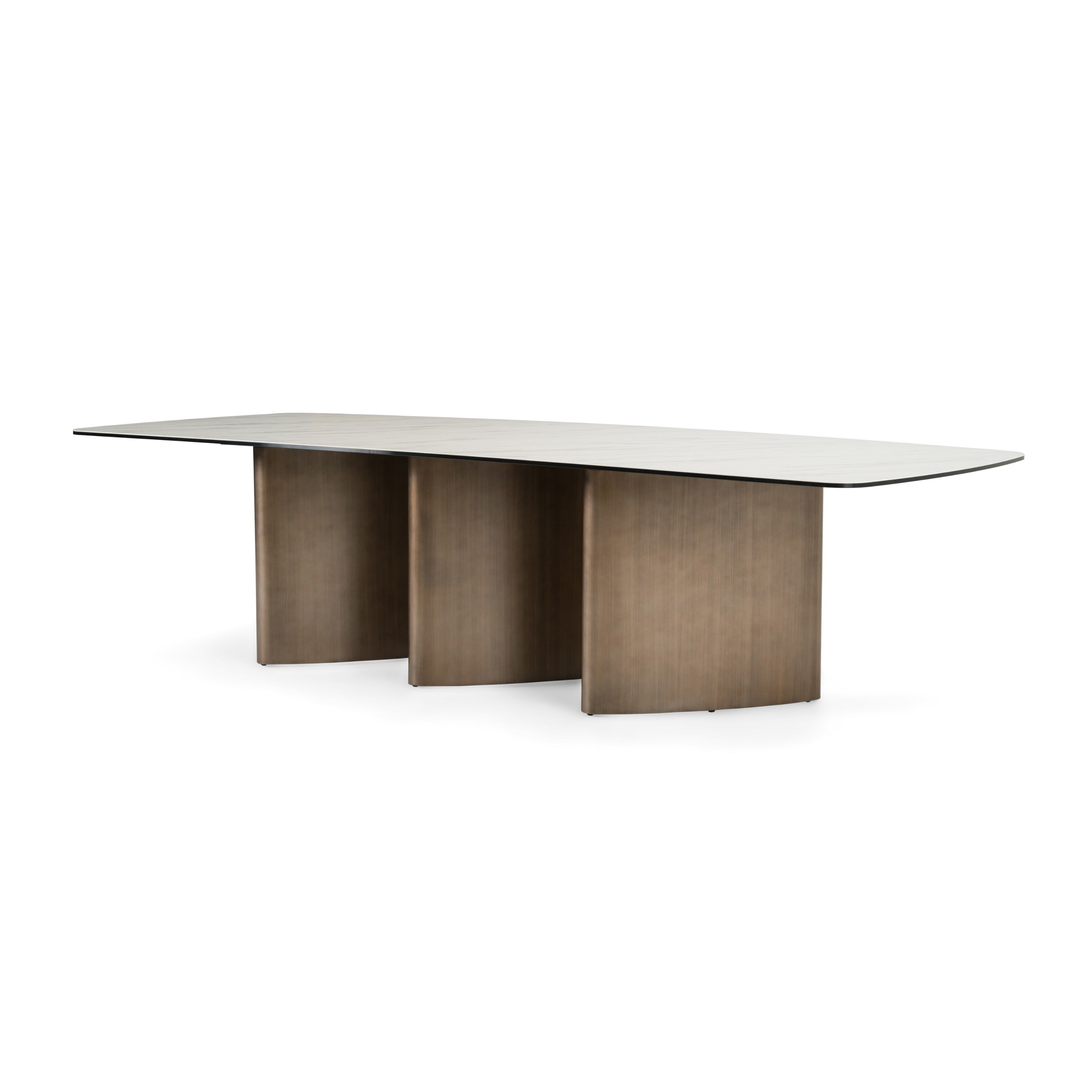 Modrest Bounty - Modern White Ceramic + Antique Brass Dining Table