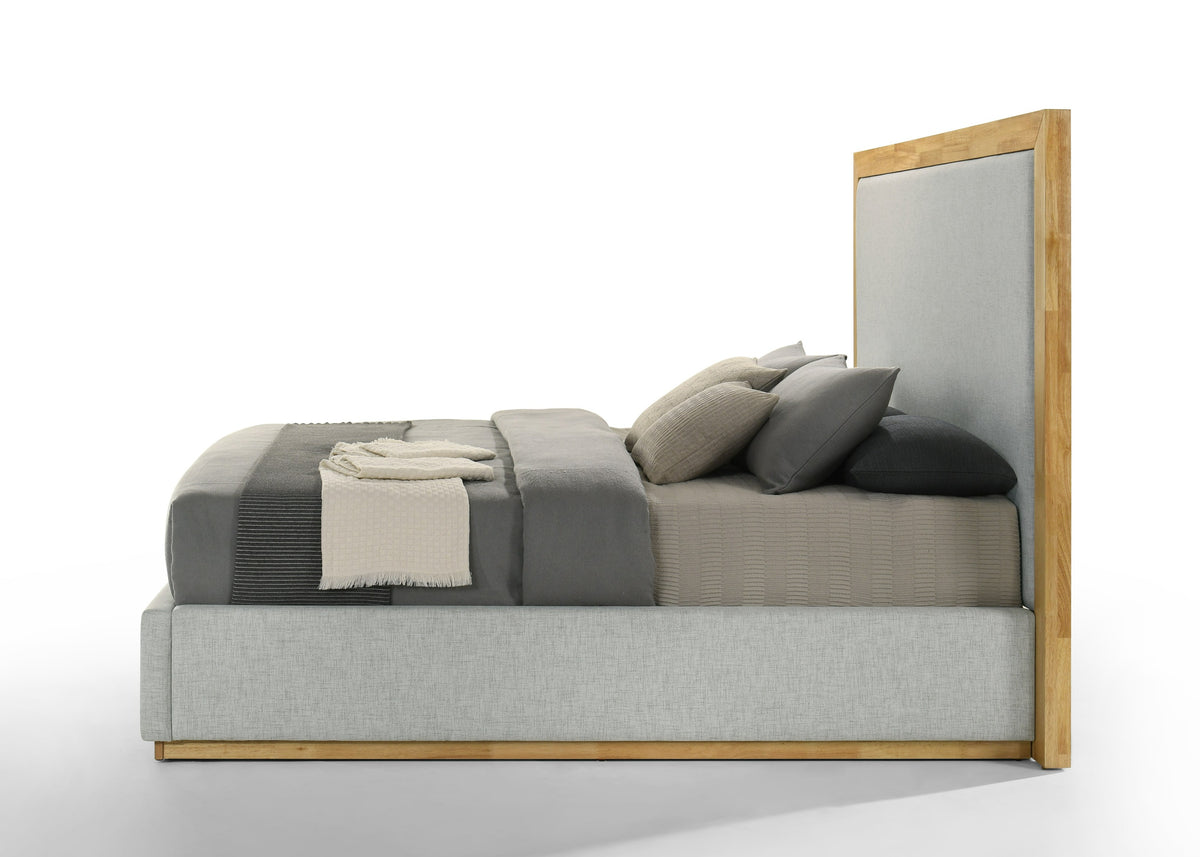 Santa Barbara - Modern Grey Fabric + Natural Bedroom Set