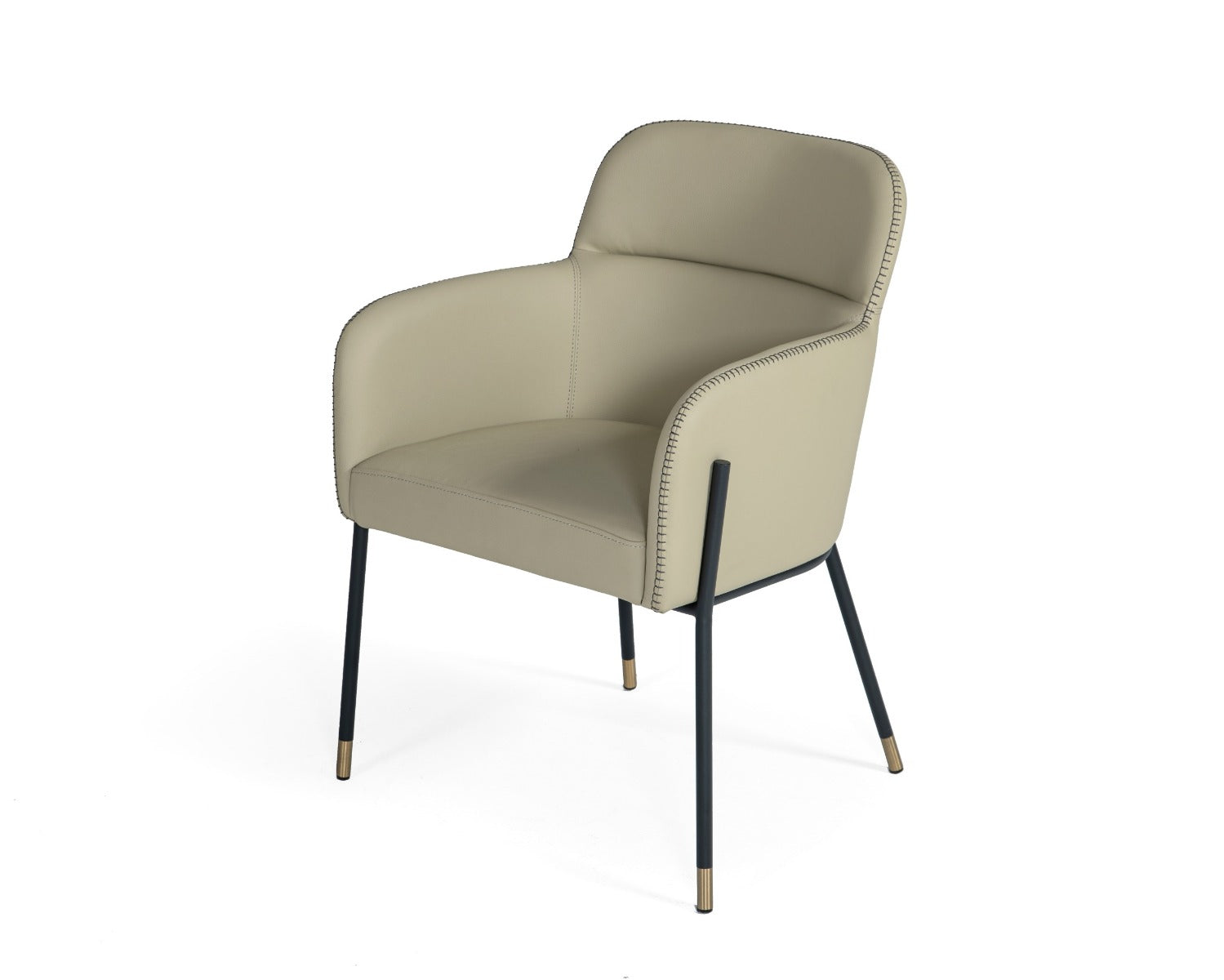 Modrest Brady - Modern Black Metal + Greige Vegan Leather Dining Chair
