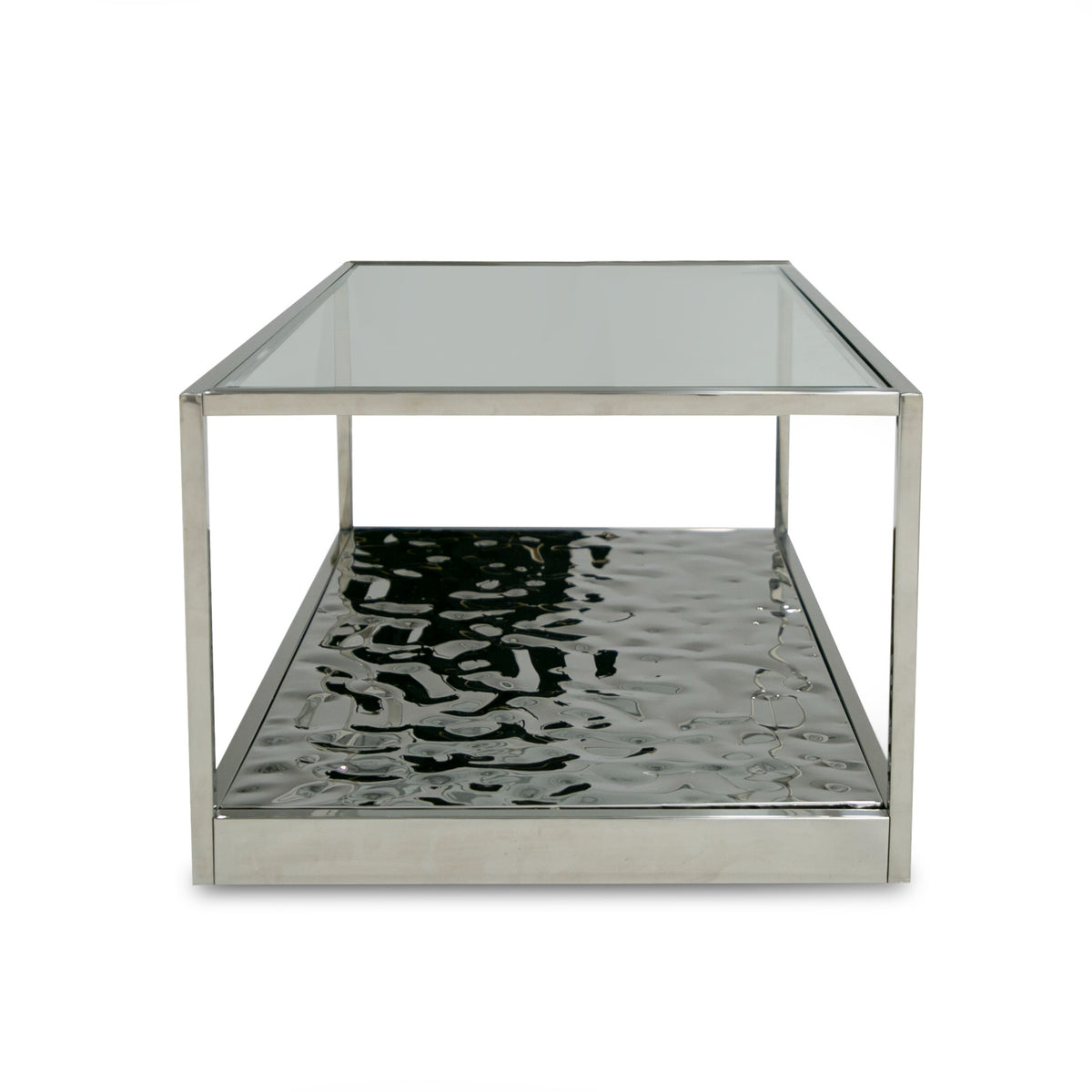 Braxton - Contemporary Clear Wave Glass Coffee Table