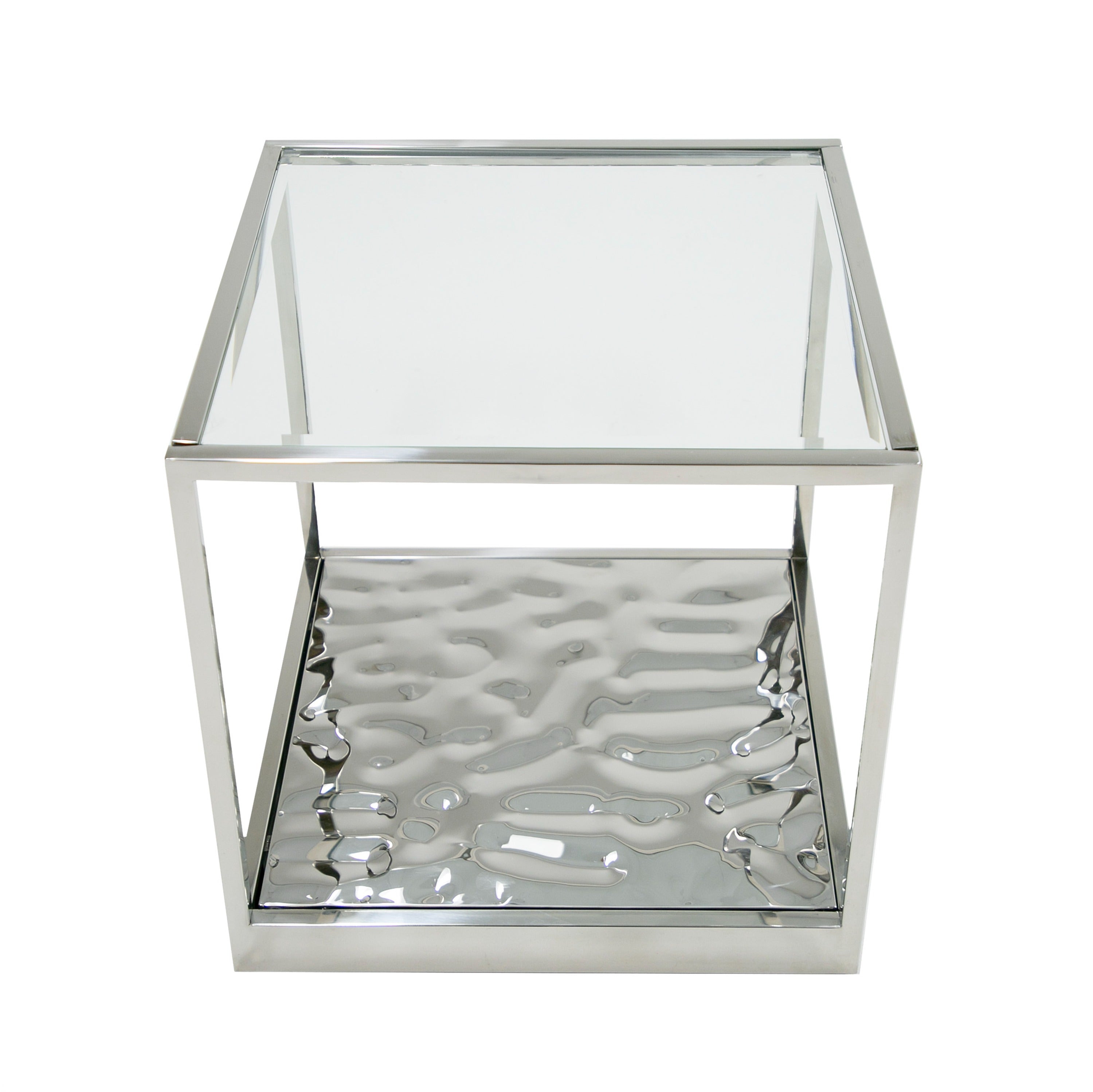 Modrest Braxton - Contemporary Clear Wave Glass End Table