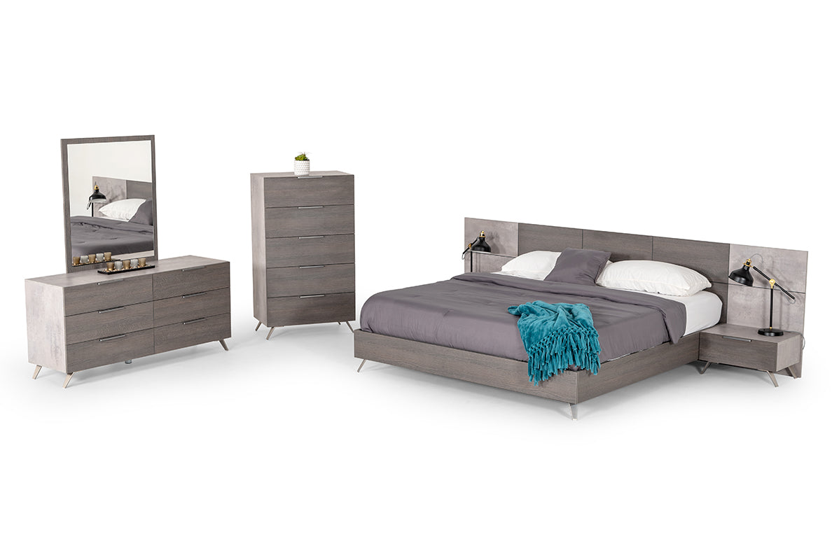 Nova Domus Bronx Italian Modern Faux Concrete & Grey 4-Piece Bedroom Set