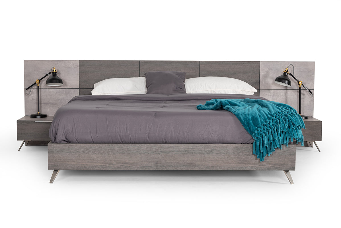 Nova Domus Bronx Italian Modern Faux Concrete & Grey 4-Piece Bedroom Set